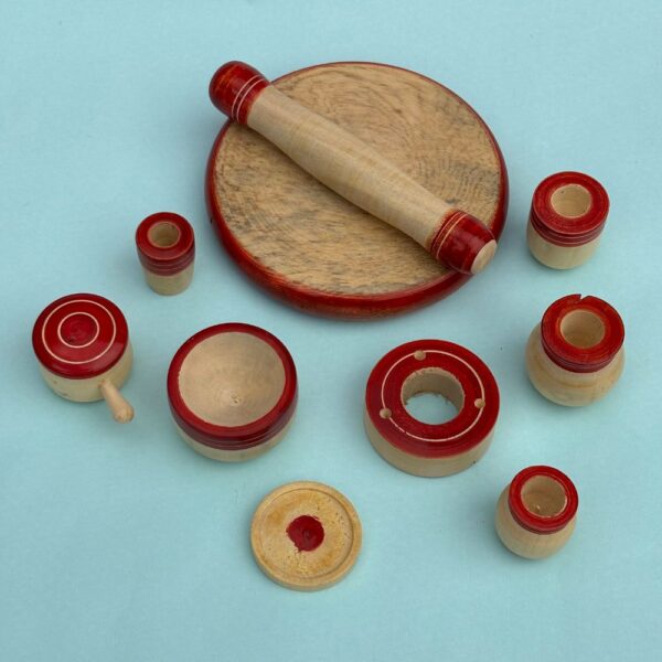 Wooden Kitchen set with Chapathi maker for kids-  Random Colors Will Be Shipped - Image 2