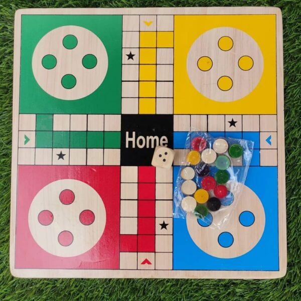 Wooden 2 in 1 Ludo, Snake and Ladder Game - Image 3