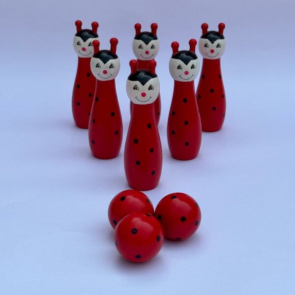 Wooden Cartoon Animals mini Bowling Game - Red Colour
