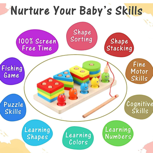 Wooden Shape sorter and Fishing Toy - 2 in 1 - Image 2