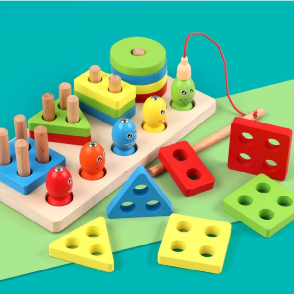 Wooden Shape sorter and Fishing Toy - 2 in 1 - Image 5
