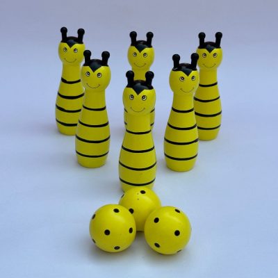 Wooden Cartoon Animals mini Bowling Game-Yellow Colour